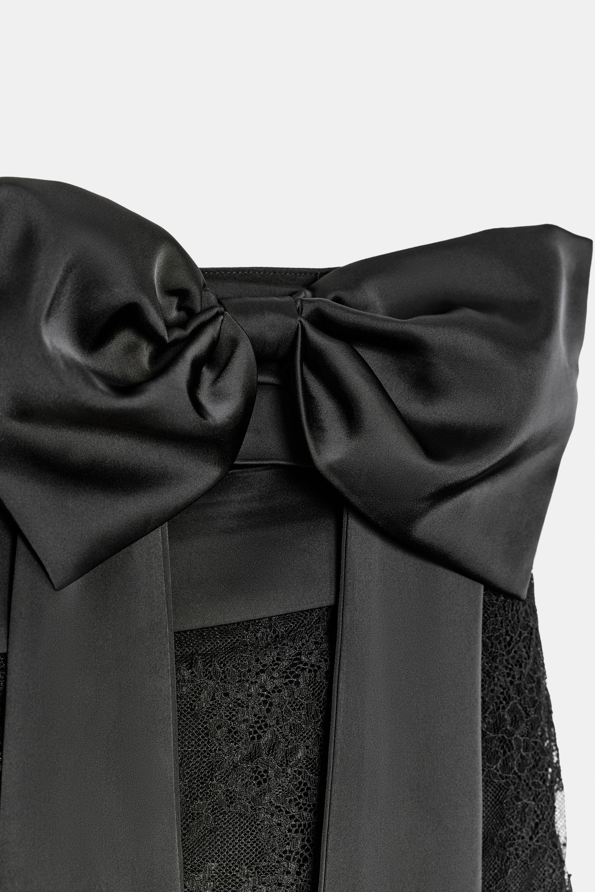 COMBINATION LACE BOW MINI SKIRT